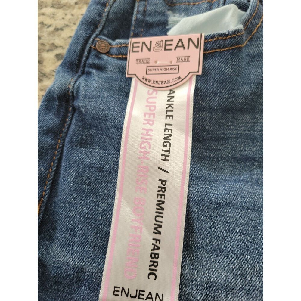 Enjean‎ Jeans Womens Size 3 Super High Rise  BF Blue Denim  26x27 - Picture 3 of 9